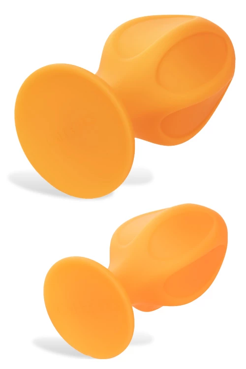 California Exotic Cheeky Orange Silicone Butt Plug Set (2 Pce) 3 California Exotic Cheeky Orange Silicone Butt Plug Set (2 Pce) - Image 3