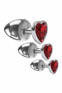 Adam and Eve Metal Butt Plug Set with Red Heart-Shaped Gem Base (3 Pce) -Women's Sex Toys Shop large 3 561