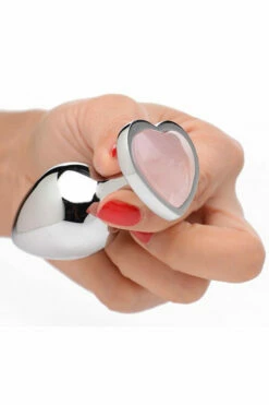Booty Sparks Genuine Rose Quartz Heart-Shaped Butt Plug -Women's Sex Toys Shop large 3 597