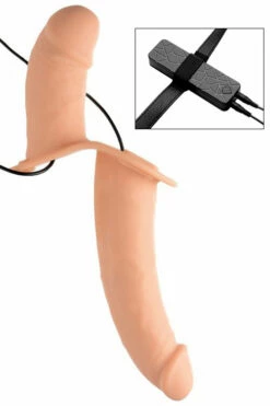 Strap U Vibrating Silicone Double Dildo with Harness -Women's Sex Toys Shop large 3 650