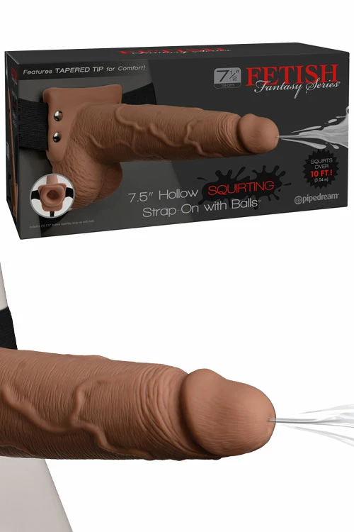Pipedream 7" Hollow Squirting Strap On With Balls 3 Pipedream 7" Hollow Squirting Strap On With Balls - Image 3