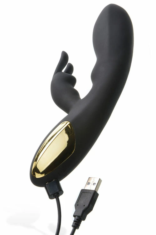 Adam and Eve Gold-Plated Silicone 8" Midnight Rabbit Vibrator 4 Adam and Eve Gold-Plated Silicone 8" Midnight Rabbit Vibrator - Image 4