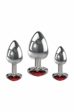 Adam and Eve Metal Butt Plug Set with Red Heart-Shaped Gem Base (3 Pce) -Women's Sex Toys Shop large 4 474