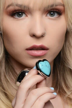 Booty Sparks Gemstones Turquoise Heart Anal Plug 7 Booty Sparks Gemstones Turquoise Heart Anal Plug -Women's Sex Toys Shop large 4 500