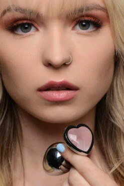 Booty Sparks Genuine Rose Quartz Heart-Shaped Butt Plug -Women's Sex Toys Shop large 4 501