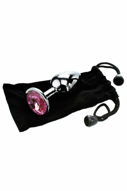 Adam and Eve 2.8" Metal Butt Plug With Faux Jewel Base 4 Adam and Eve 2.8" Metal Butt Plug With Faux Jewel Base - Image 4