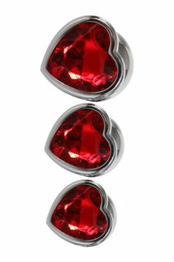 Adam and Eve Metal Butt Plug Set with Red Heart-Shaped Gem Base (3 Pce) -Women's Sex Toys Shop large 5 338