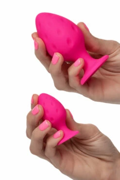 California Exotic Cheeky Pink Silicone Butt Plug Set (2 Pce) -Women's Sex Toys Shop large 5 356
