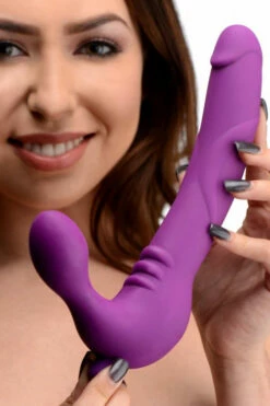 Strap U 9.75" Semi-Realistic Vibrating Strapless Strap On Silicone Dildo -Women's Sex Toys Shop large 5 372