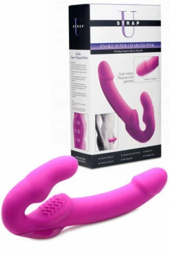 Strap U Vibrating Strapless 9.75" Silicone Strap On -Women's Sex Toys Shop large 5 435