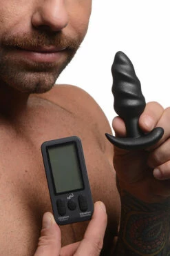 Bang 4.2" Vibrating Silicone Swirl Butt Plug with Remote Control -Women's Sex Toys Shop large 6 212