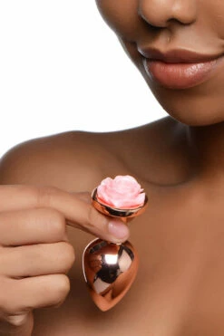 Booty Sparks Rose Gold Butt Plug with Pink Flower - Medium -Women's Sex Toys Shop large 6 215